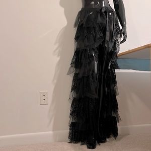 Skirt black tulle and lace petticoat